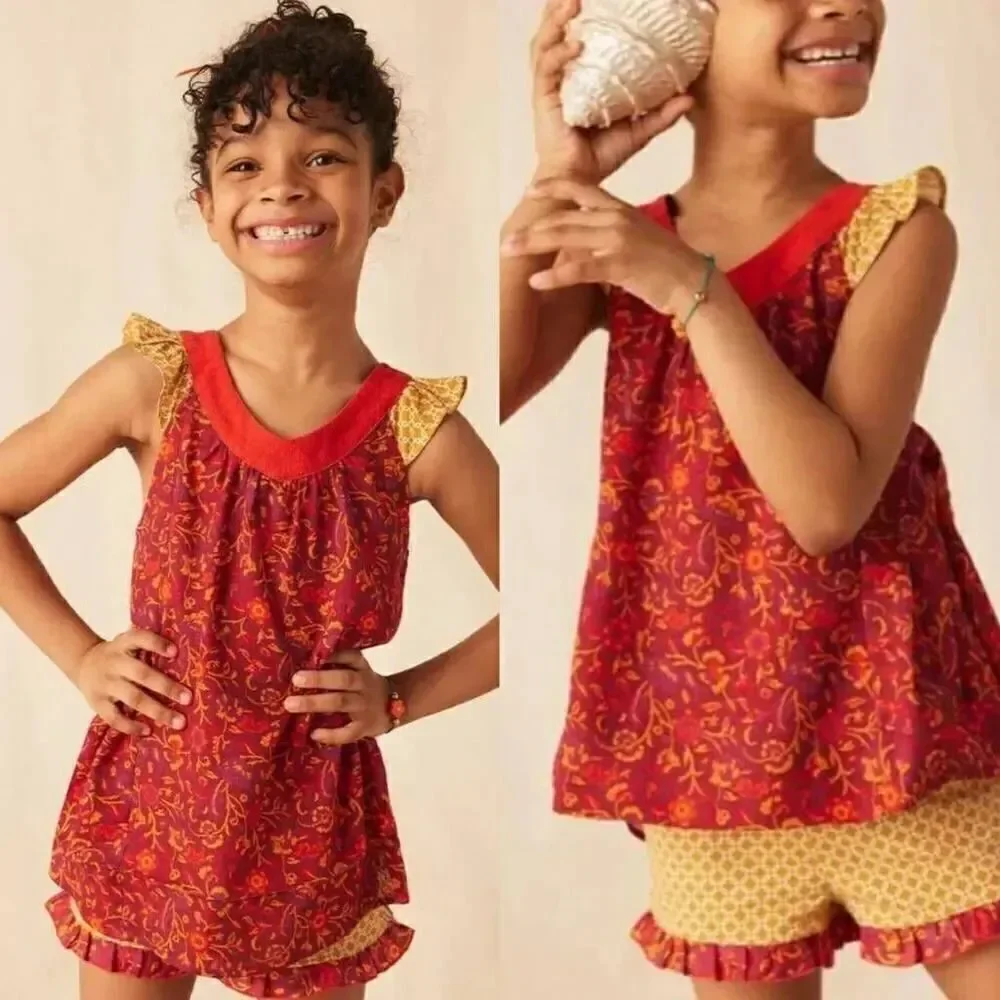 Matilda Jane Enchanted Garden Beach Bonfire V-Neck Swing Tank and Woodrose Mixed